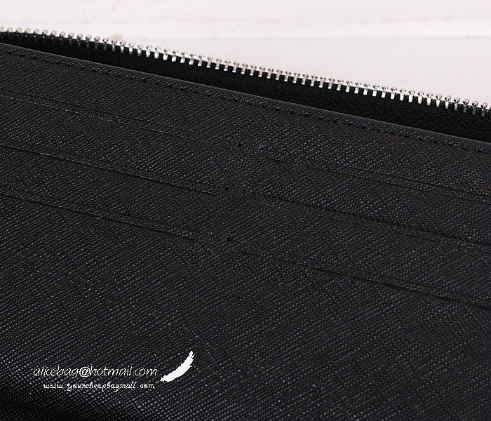 2014 Prada Calfskin Leather Clutch P0806 Black for sale